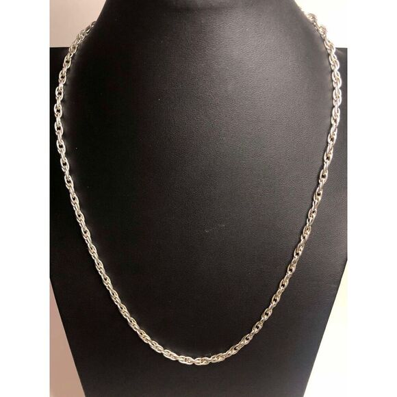 1042 Monet Vintage silver tone tetured link layer chain 22" necklace - Picture 1 of 2